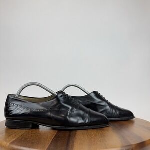 Mens Bally Nino Rare Black Leather Vintage Cap Toe Dress Shoes Oxfords Size 7 3E